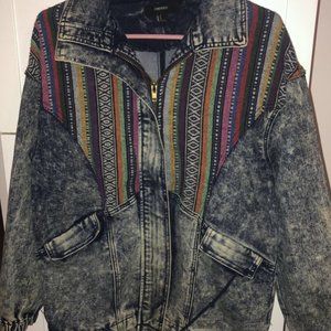 Patterned Denim Acid Wash Jacket